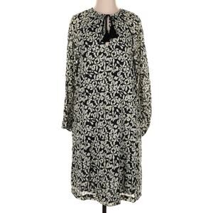 Mersea Fete Black Cream 100% Cotton Ditsy Floral Travel Dress S NWT